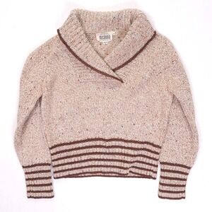 Rosanna Vintage Hand Loomed Wool Blend Shawl Collar Flecked Sweater Womens L